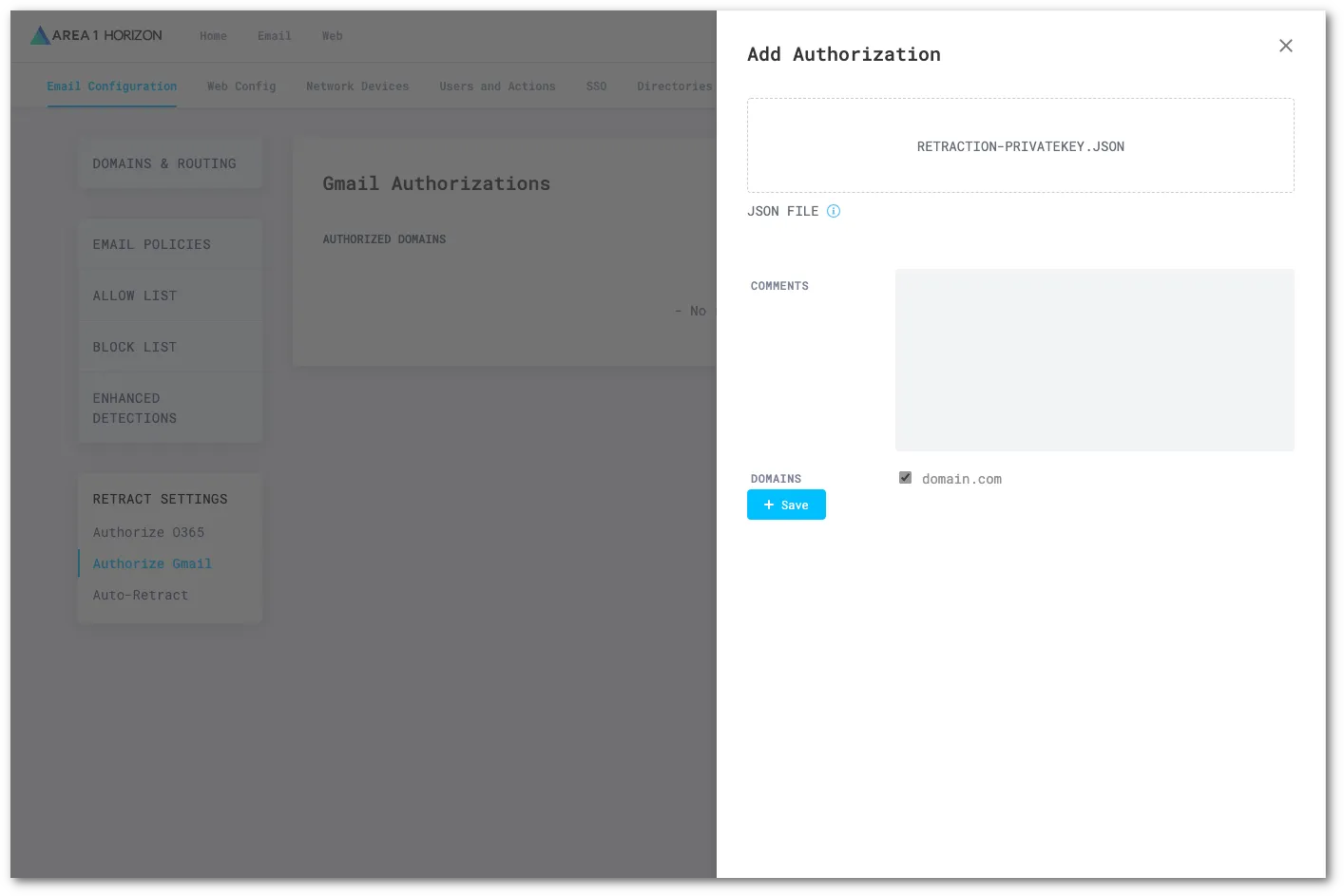 Select New authorization and configure its settings